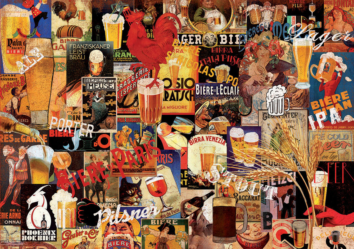 Vintage Beer Collage Nostalgic & Retro Jigsaw Puzzle