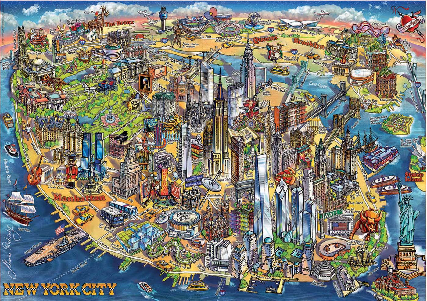 New York Map Maps & Geography Jigsaw Puzzle