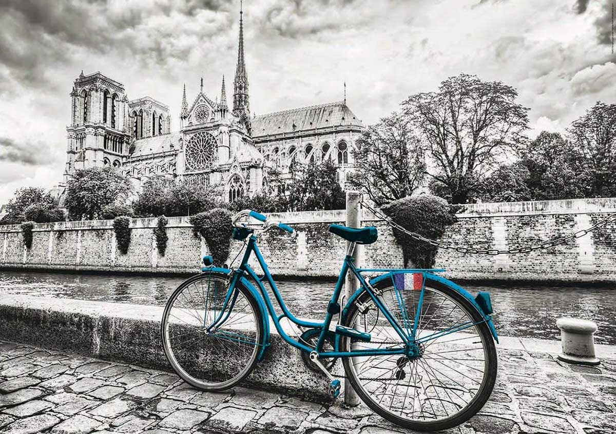 Bike Near Notre Dame Religious Jigsaw Puzzle