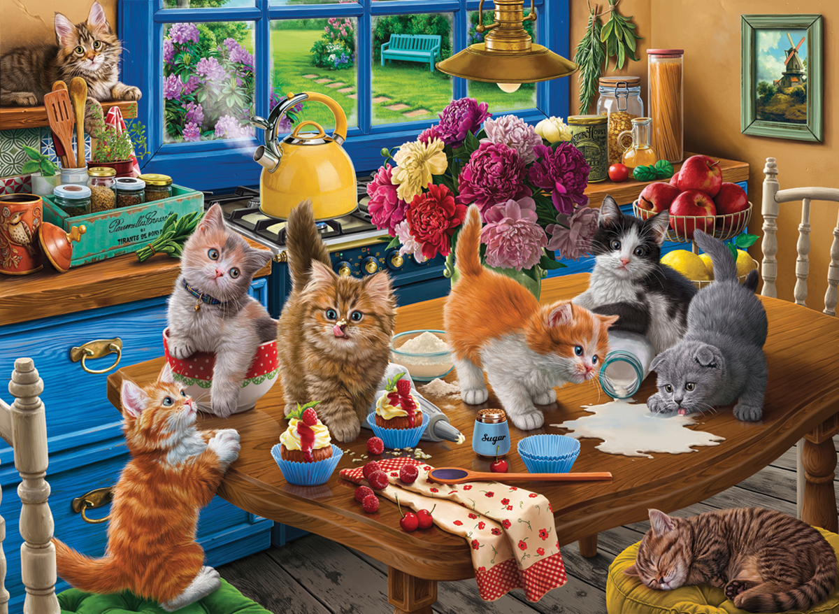 Kittens in the Kitchen Cats Jigsaw Puzzle