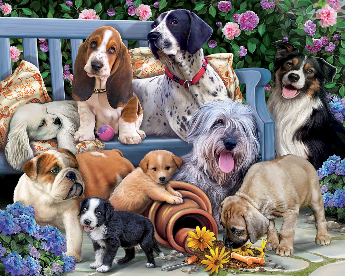 Dogs on a Bench Dogs Jigsaw Puzzle