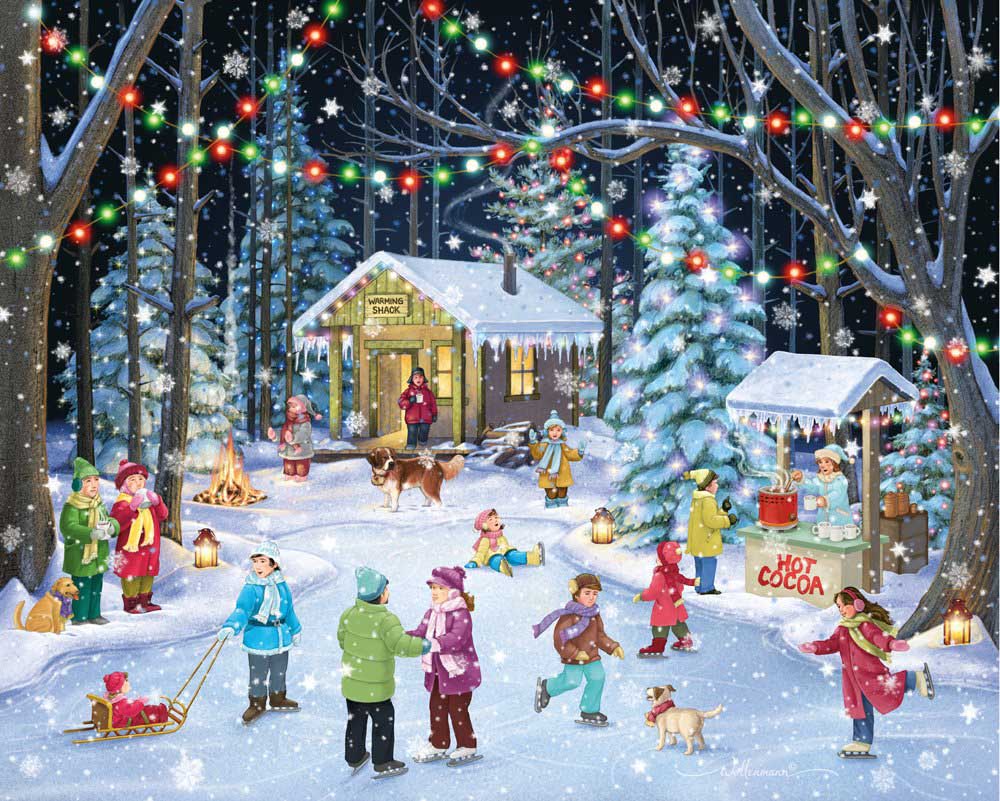 Woodland Skaters, 1000 Pieces, Vermont Christmas Company | Serious