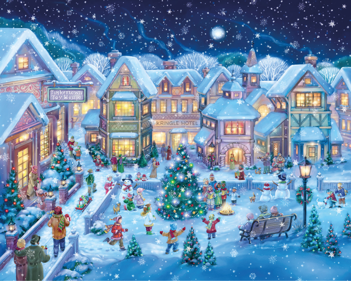 Holiday Village Square Christmas Jigsaw Puzzle