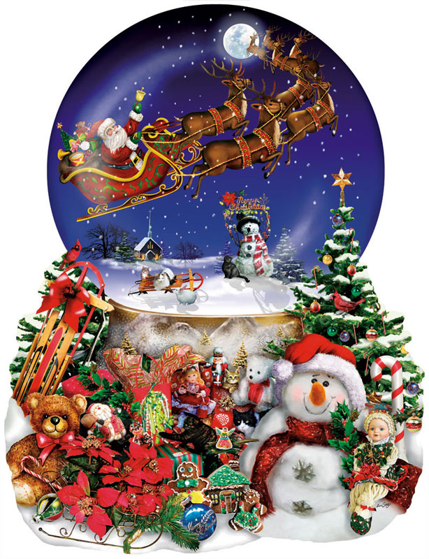 Santa's Snowy Ride Christmas Shaped Puzzle