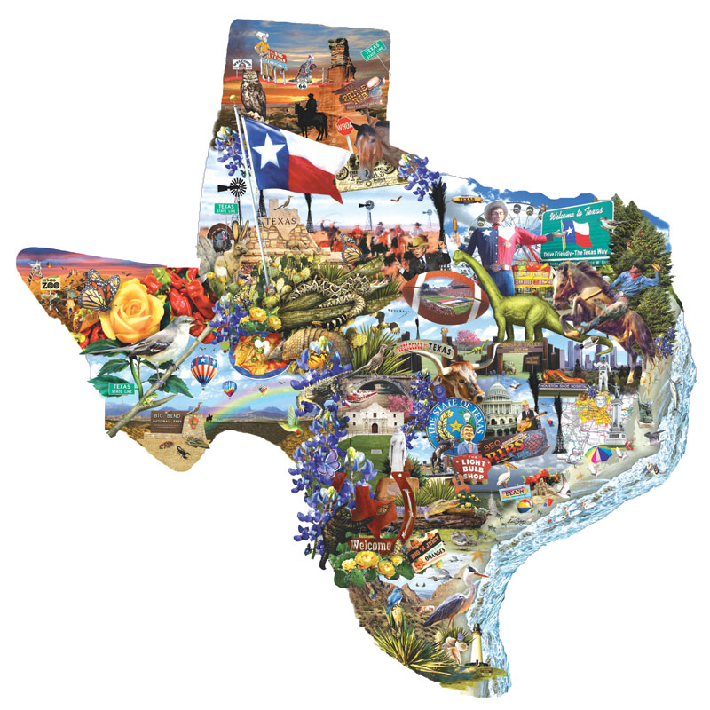 Welcome to Texas! Landmarks & Monuments Shaped Puzzle