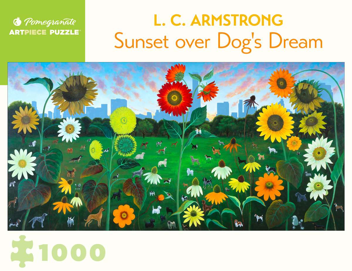 Sunset over Dog's Dream Flower & Garden Jigsaw Puzzle
