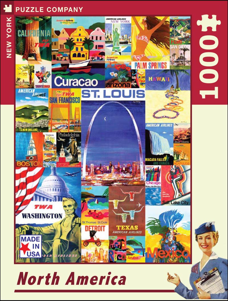 North America (TWA Travel Posters), 1000 Pieces, New York Puzzle Co ...