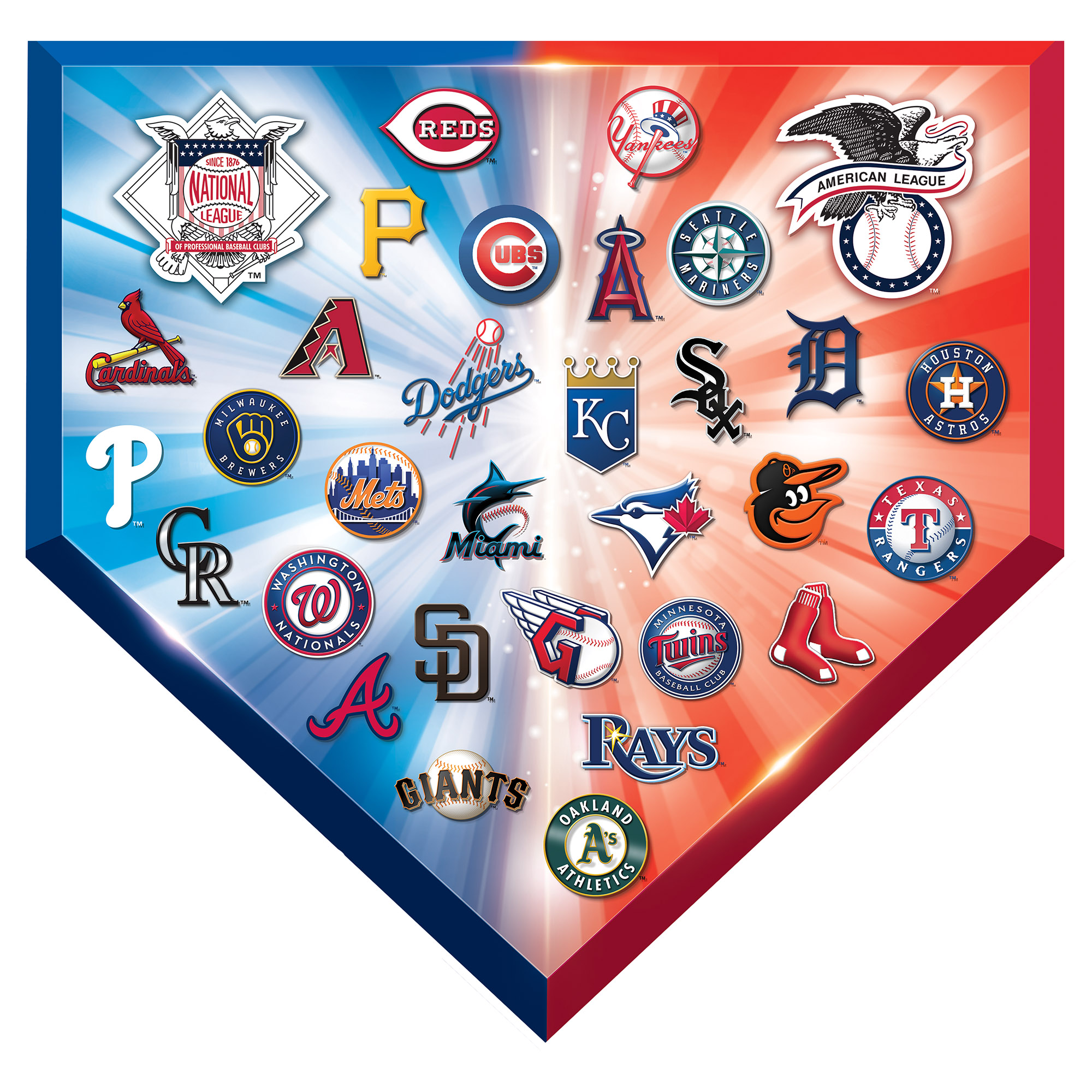 MLB League Teams Home Plate Shaped Puzzle Sports Shaped Puzzle