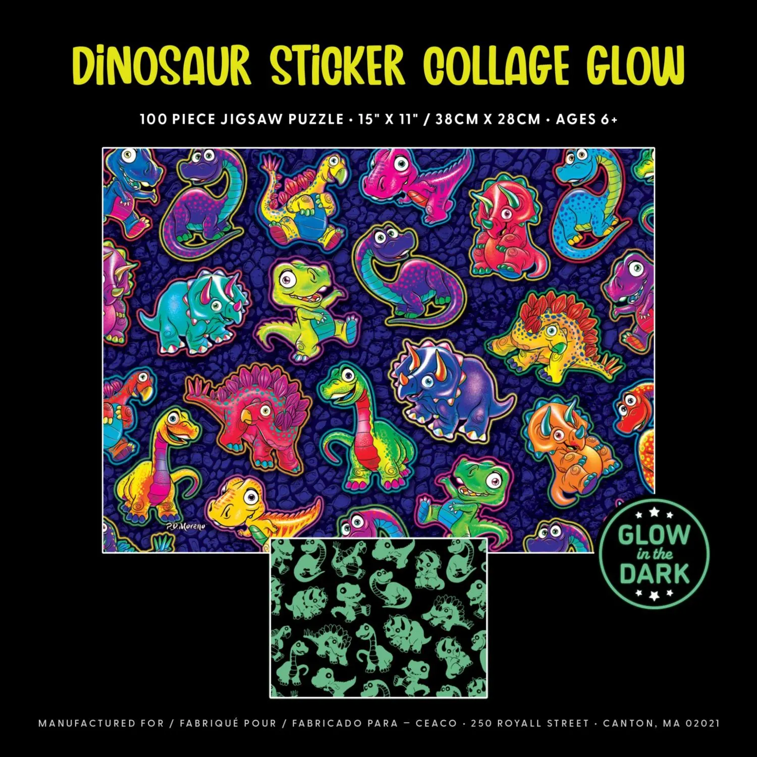 Dinosaur Sticker Collage Glow