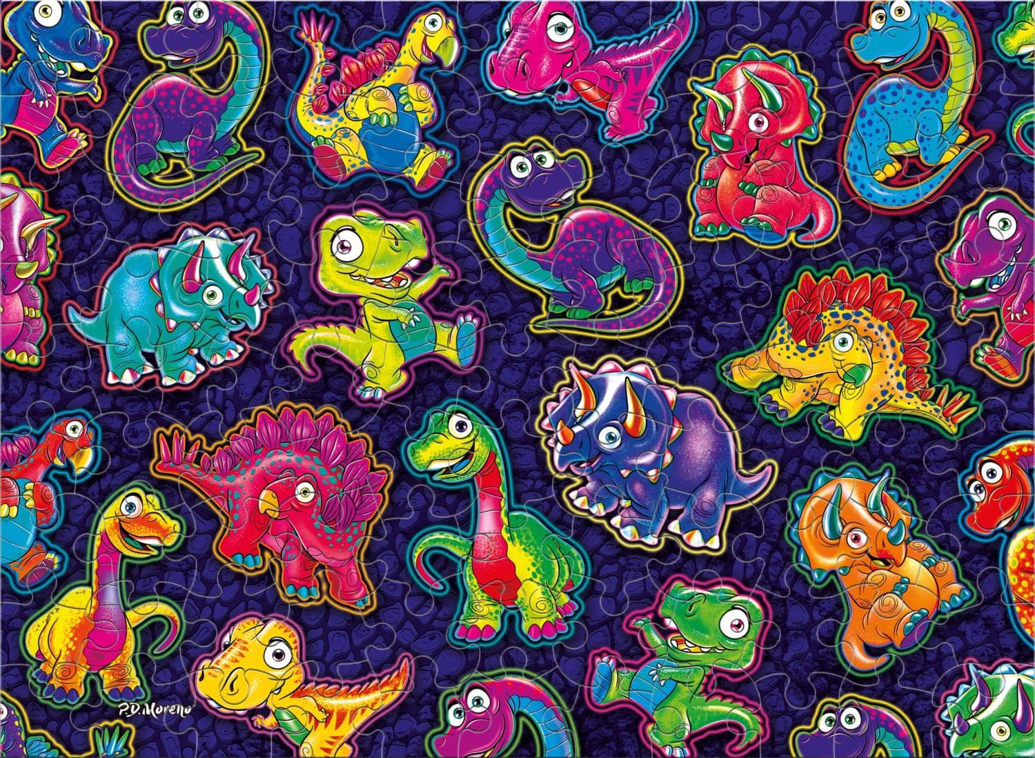 Dinosaur Sticker Collage Glow