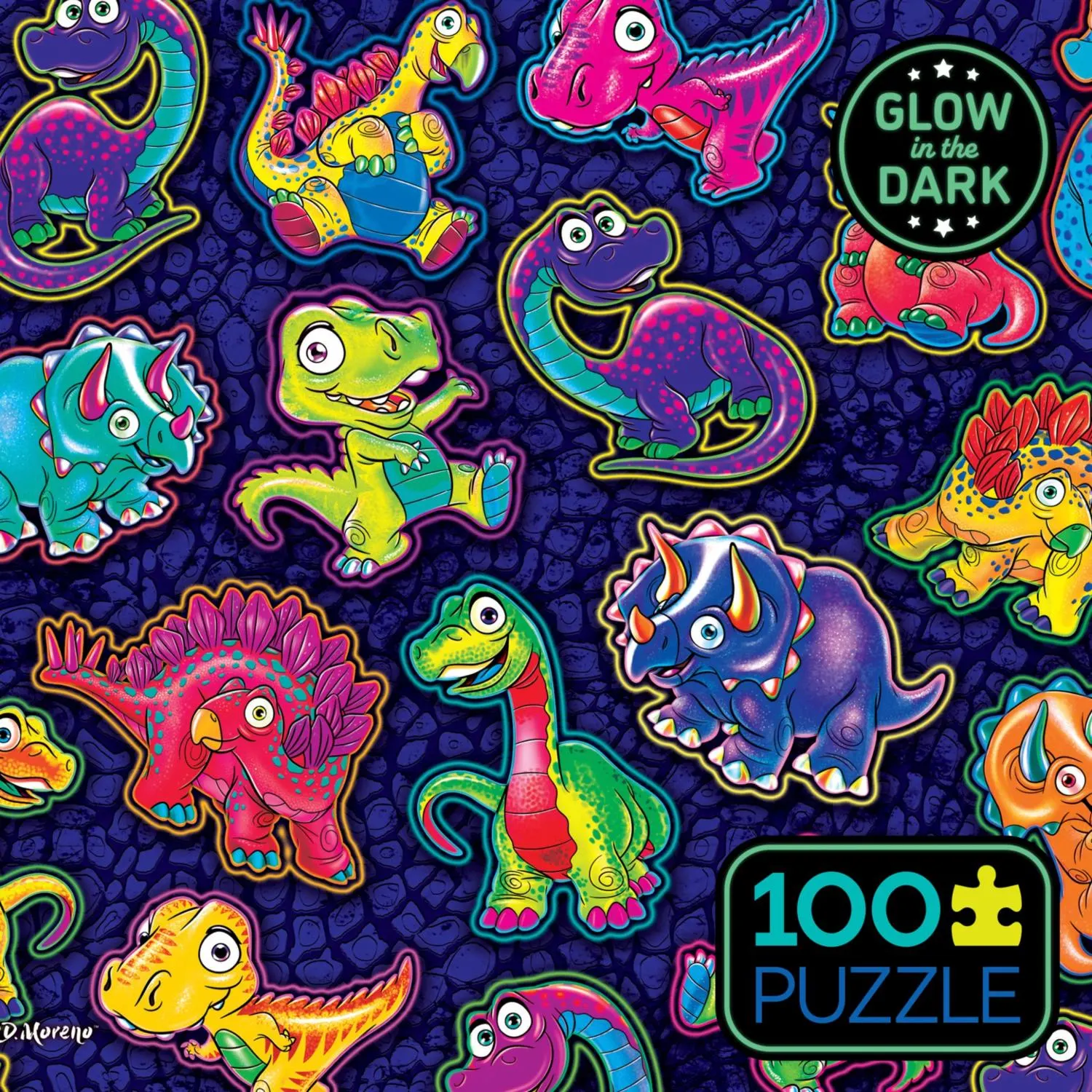 Dinosaur Sticker Collage Glow