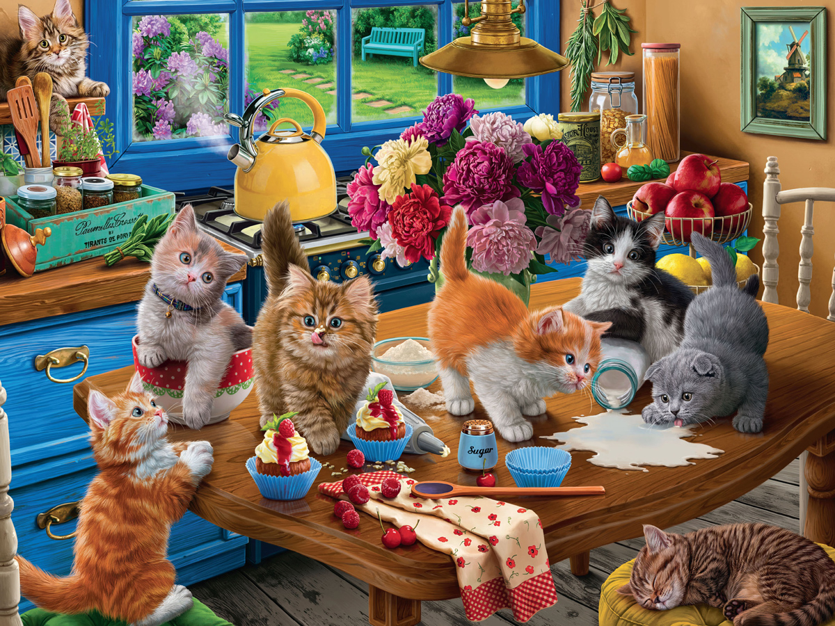 Paws Gone Wild - Kittens in the Kitchen Cats Jigsaw Puzzle