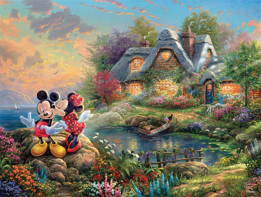 Thomas Kinkade Disney - Mickey and Minnie Sweetheart Cove Disney Jigsaw Puzzle