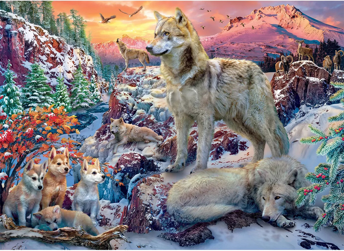 Winter Wolves Mountain Jigsaw Puzzle