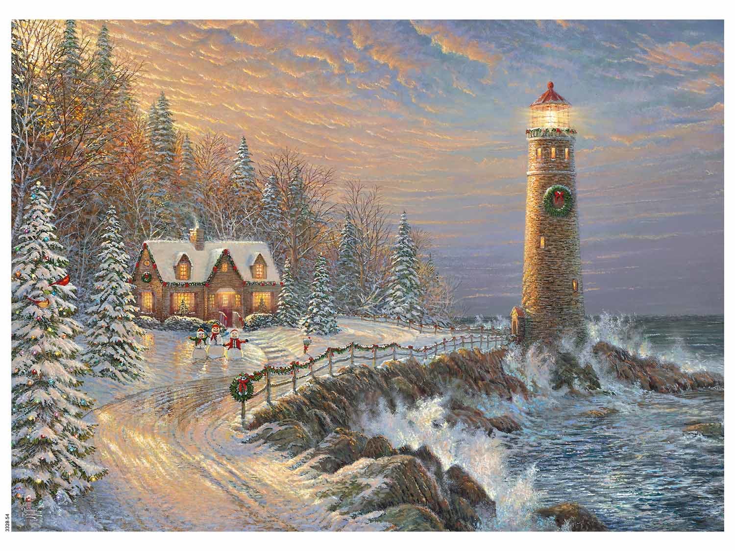 Christmas Lighthouse Thomas Kinkade Holiday - Scratch and Dent Lighthouse