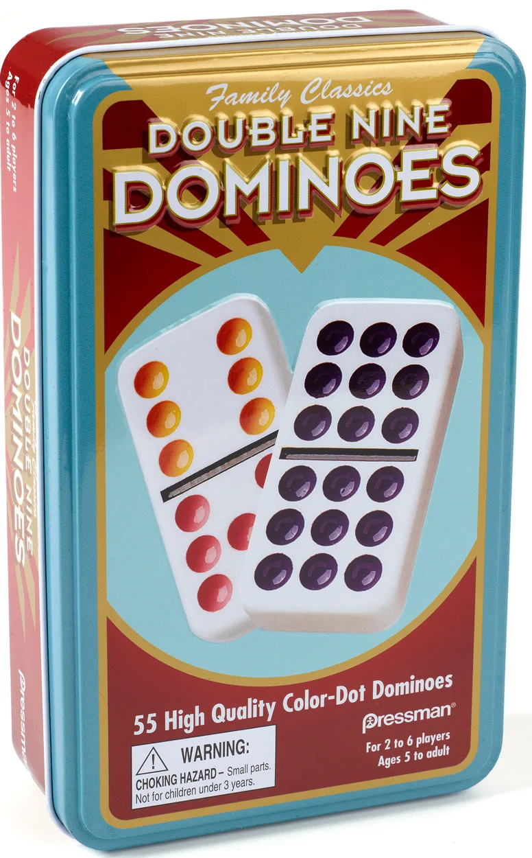 Dominoes: Double Nine Color Dot Dominoes in Tin