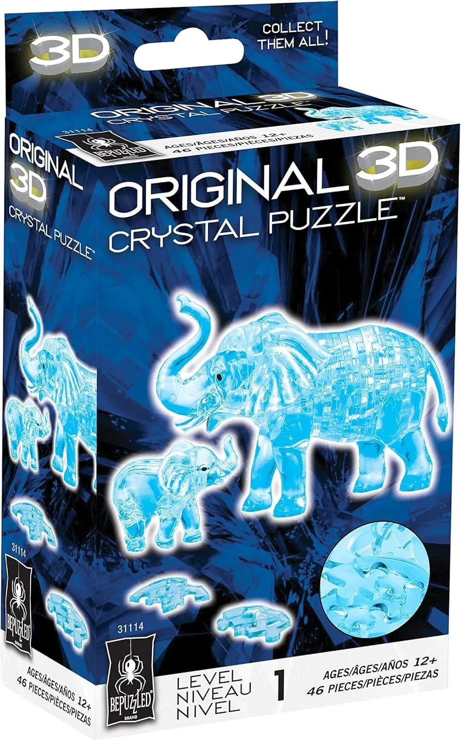 Blue Elephant 3D Crystal Puzzle