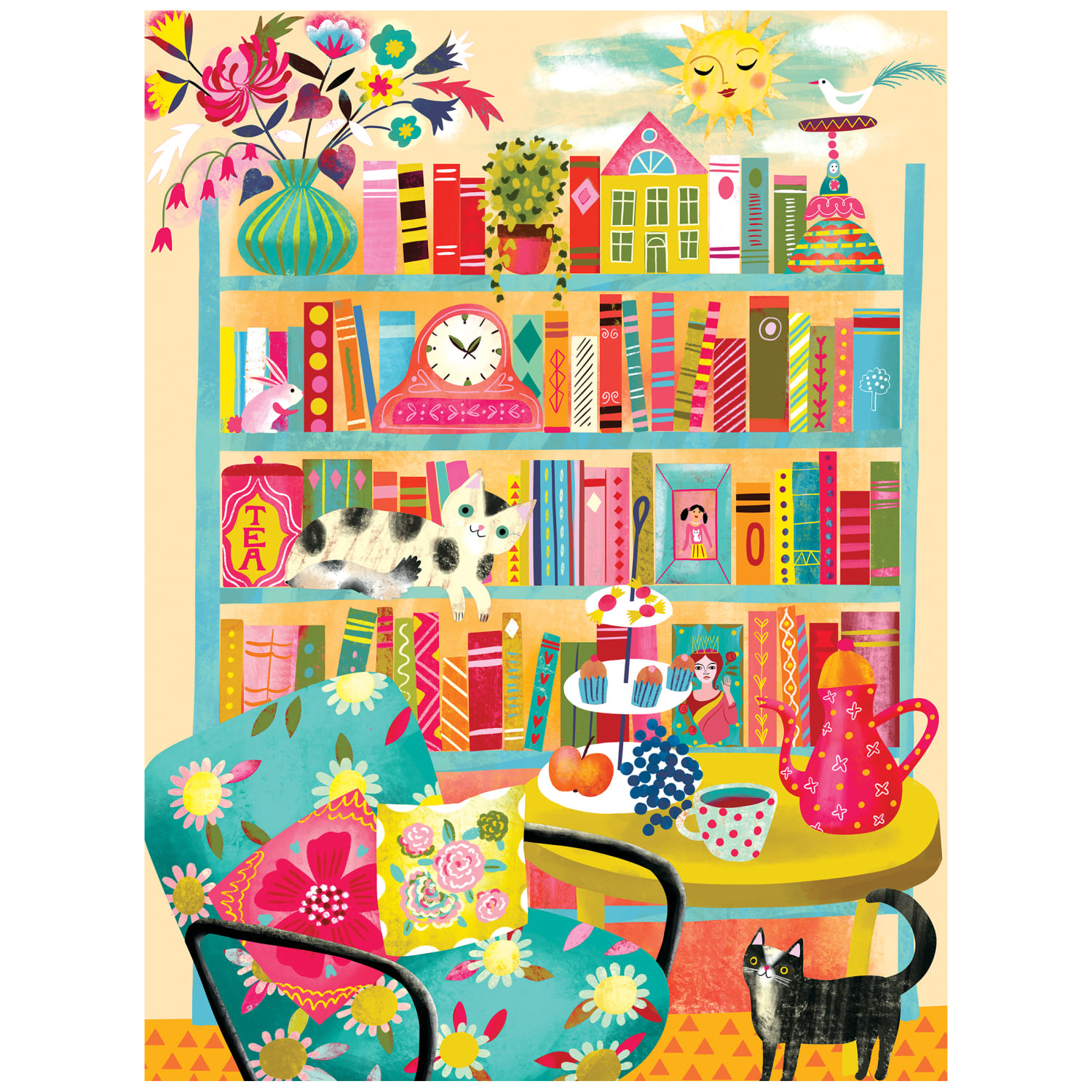 Vertical Visions - Bookshelf With Cats