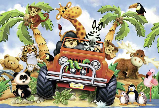 4-Wheeling Jungle Animals Jigsaw Puzzle