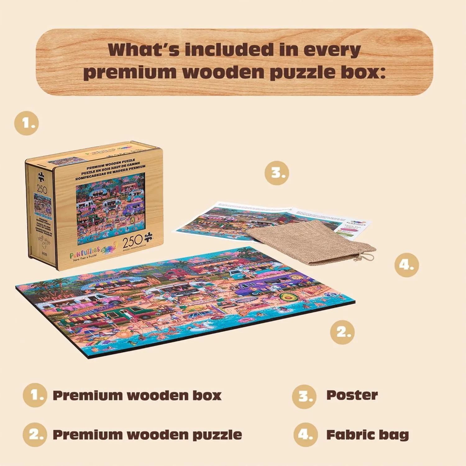 Wood Puzzle: Hawaiian Food Truck Festival - Whimsy Pieces