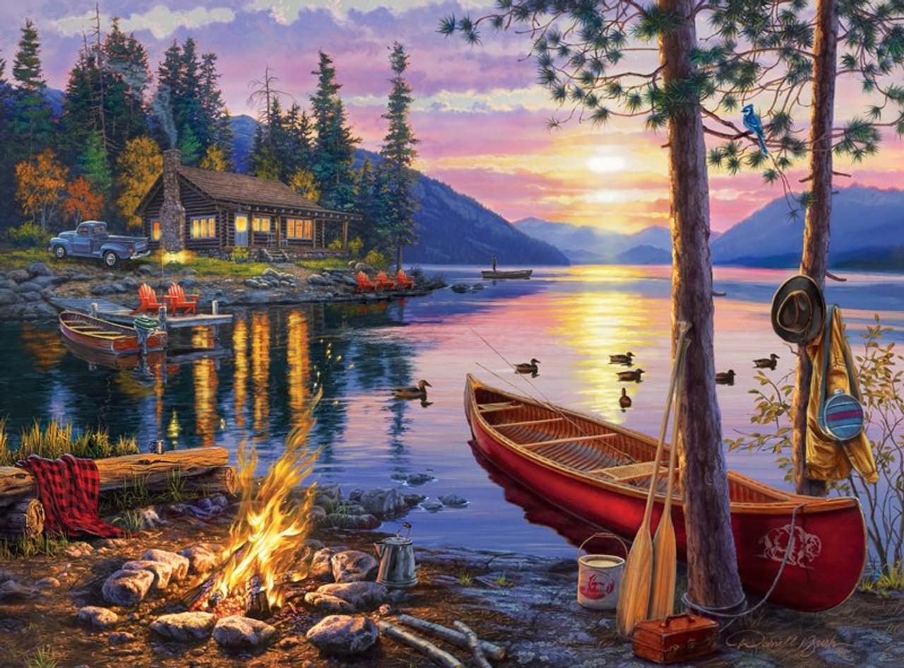 Canoe Lake Mountain Jigsaw Puzzle