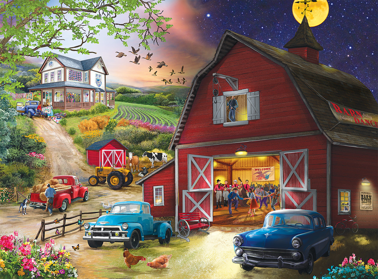 Farm Life Day and Night Farm Jigsaw Puzzle