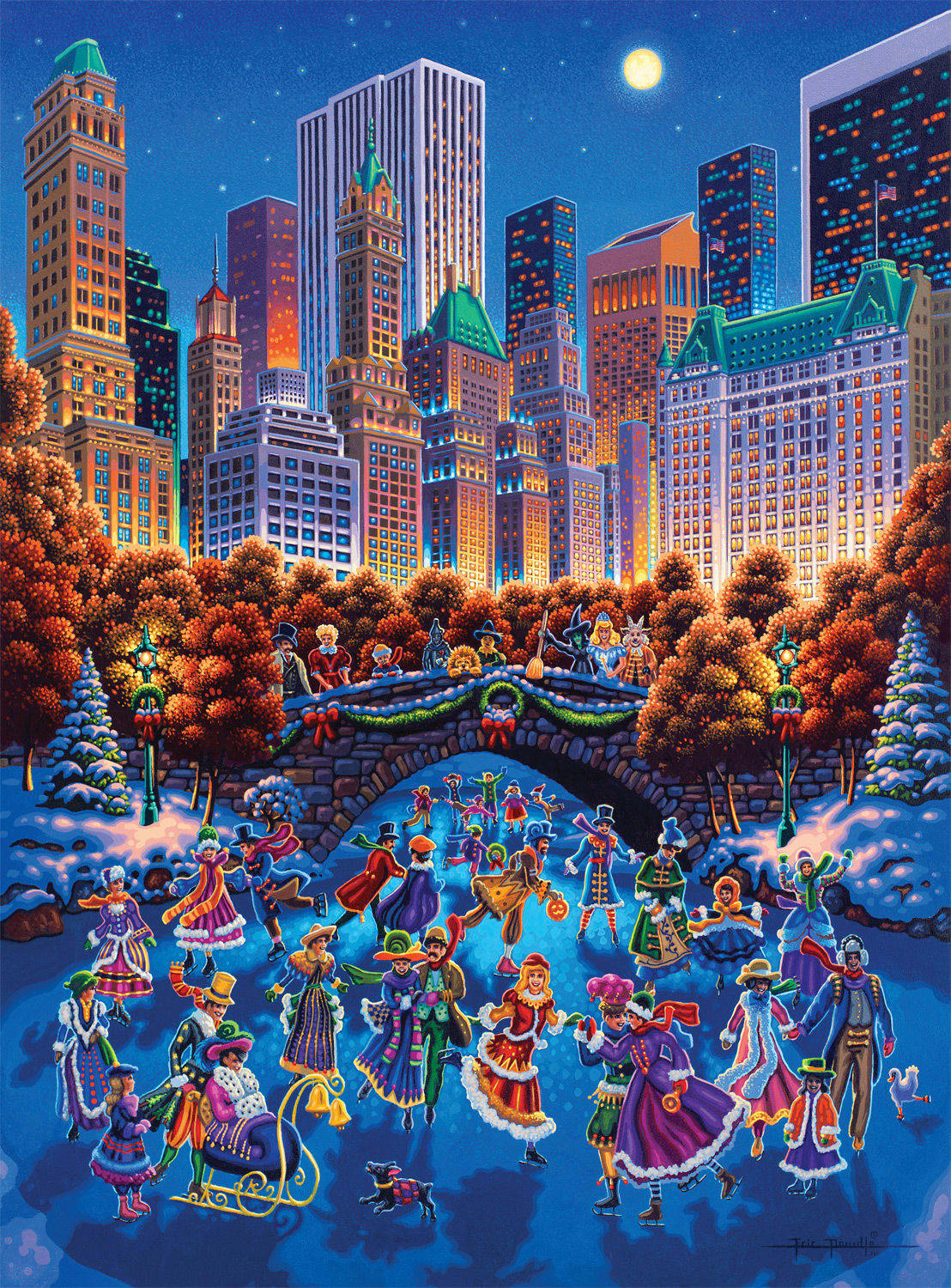 Central Park Skating Folk Art