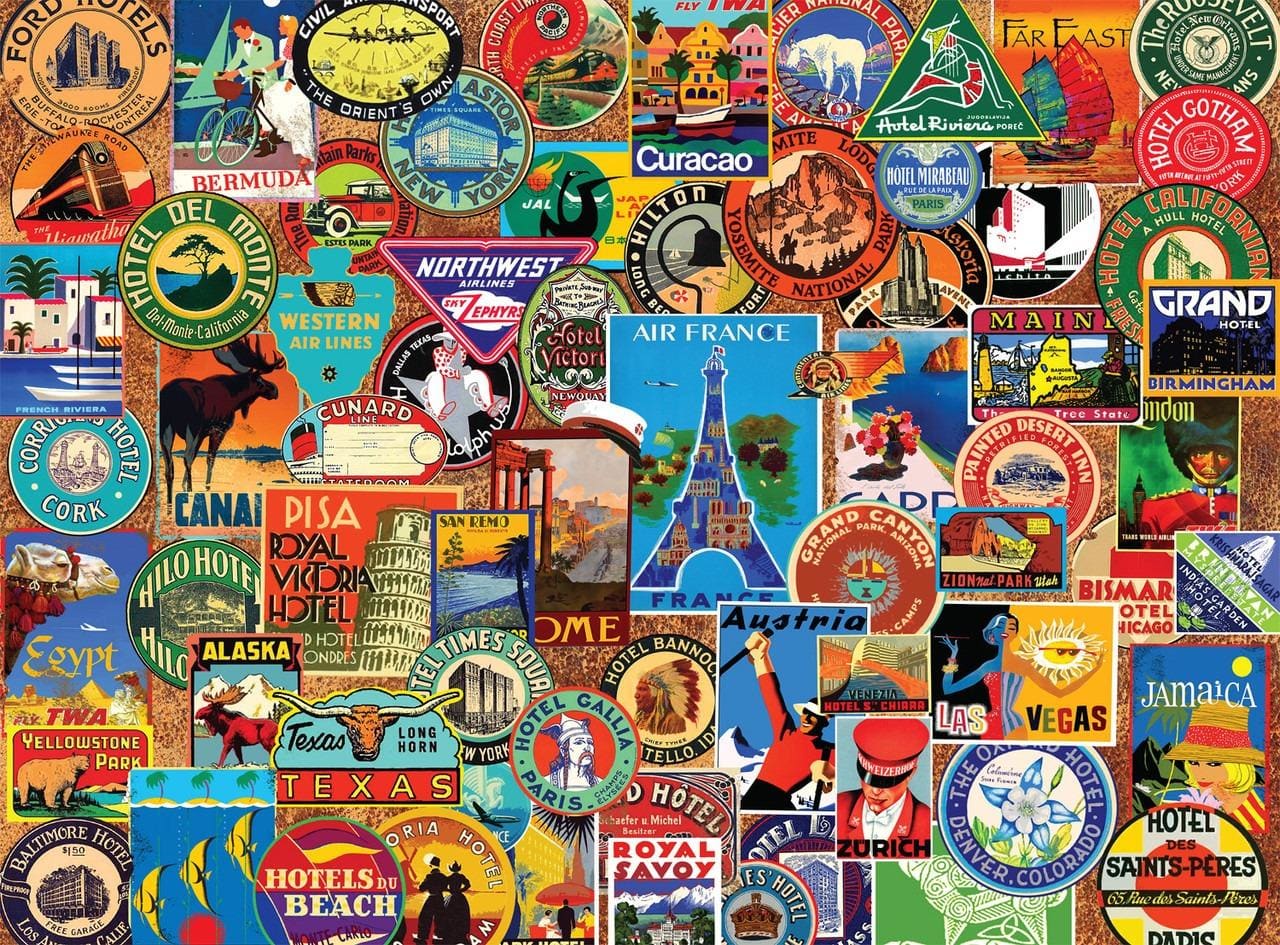 Classic Collage: Suitcase Stickers Travel