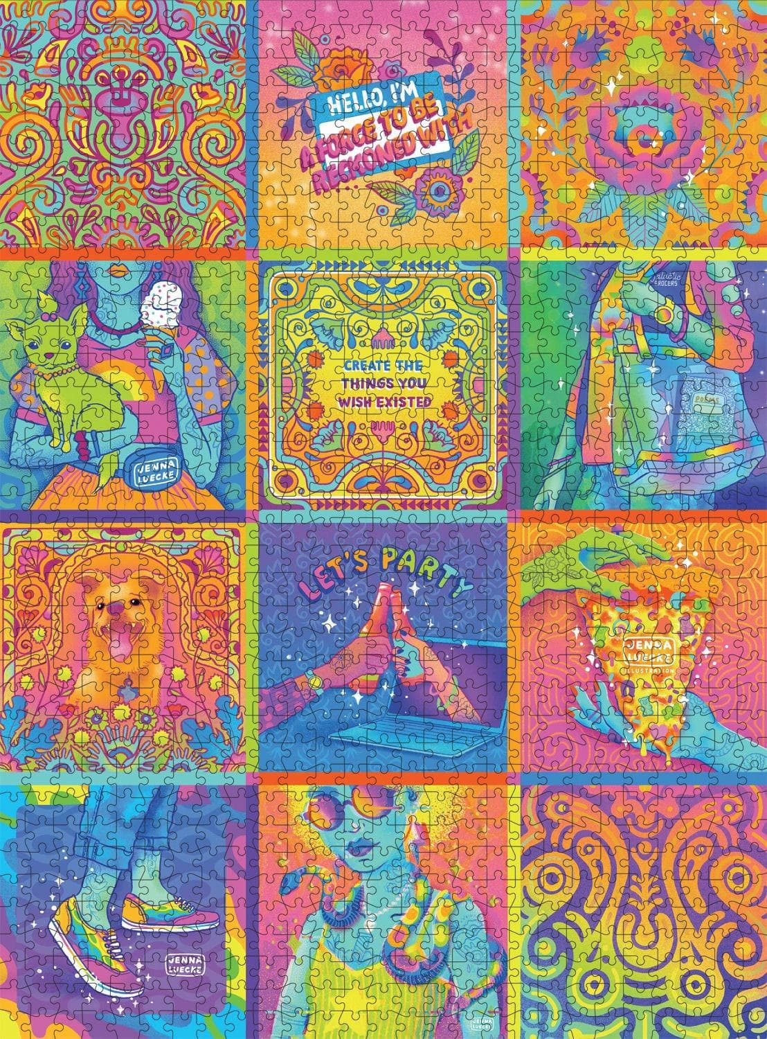 Bonjour: Neon Collage Dogs