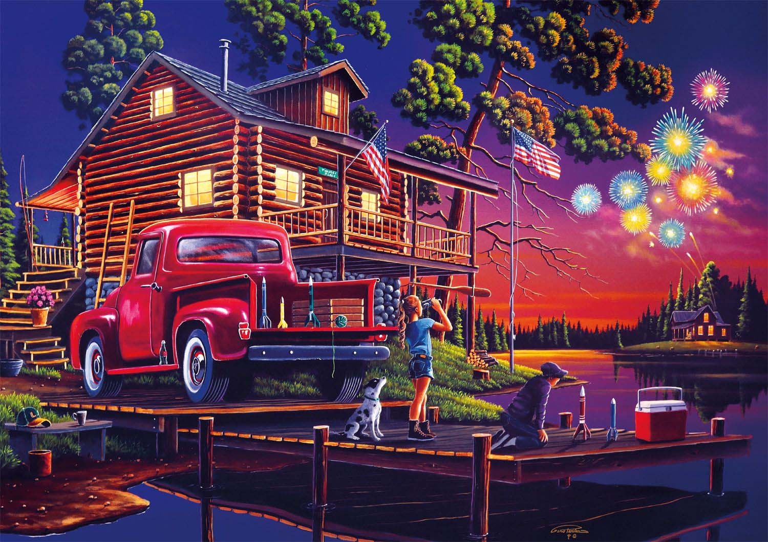 Classic Summer Night Fourth of July Jigsaw Puzzle