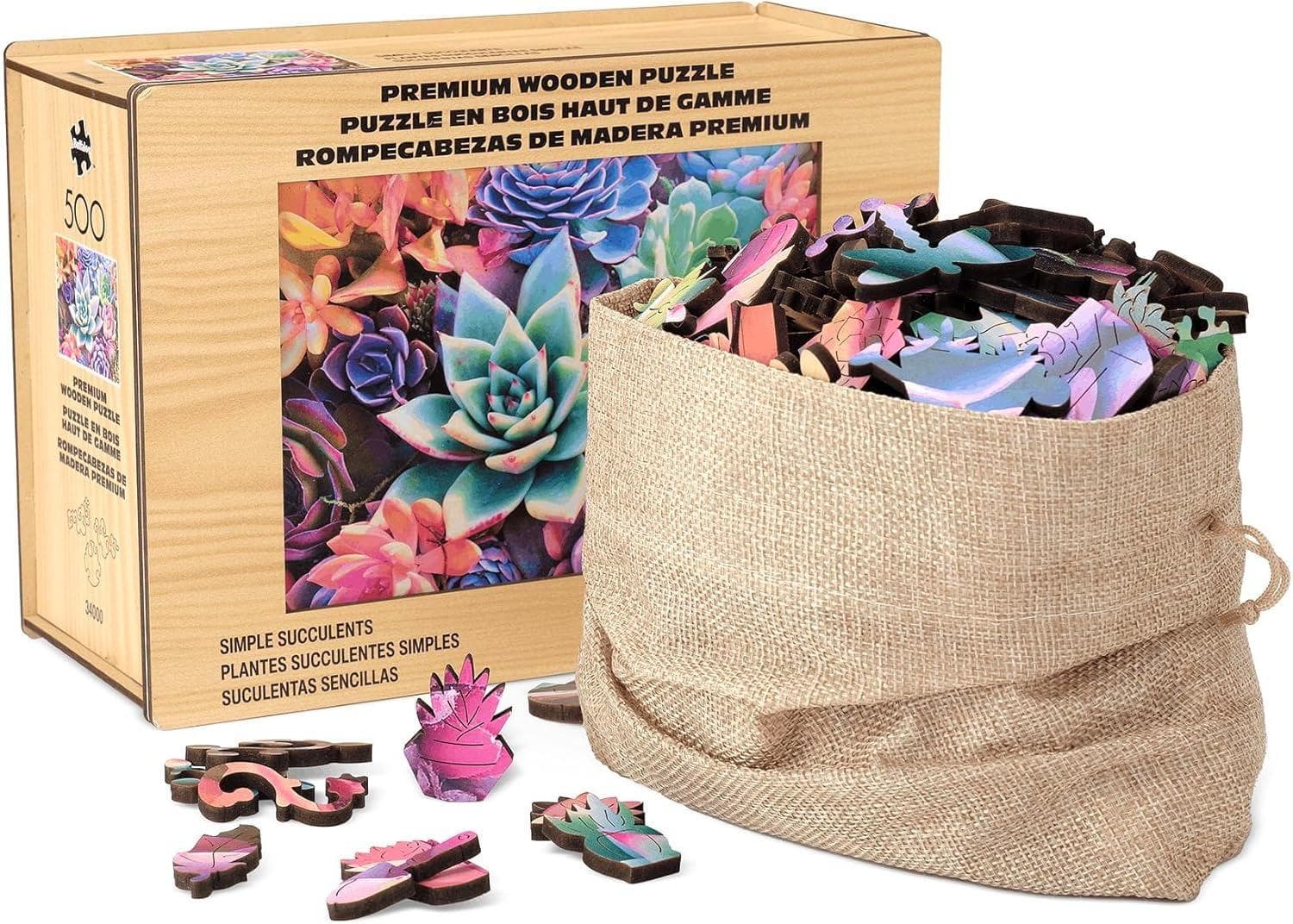 Wood Puzzle: Simple Succulent &ndash; Whimsy Pieces Flower & Garden