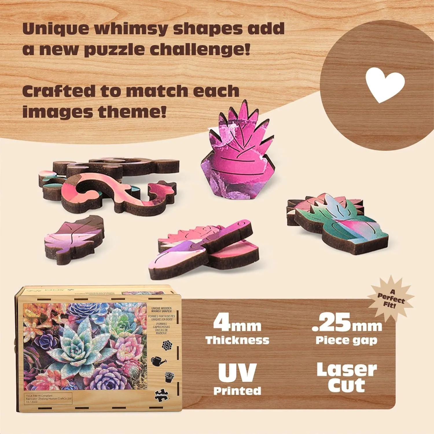 Wood Puzzle: Simple Succulent &ndash; Whimsy Pieces