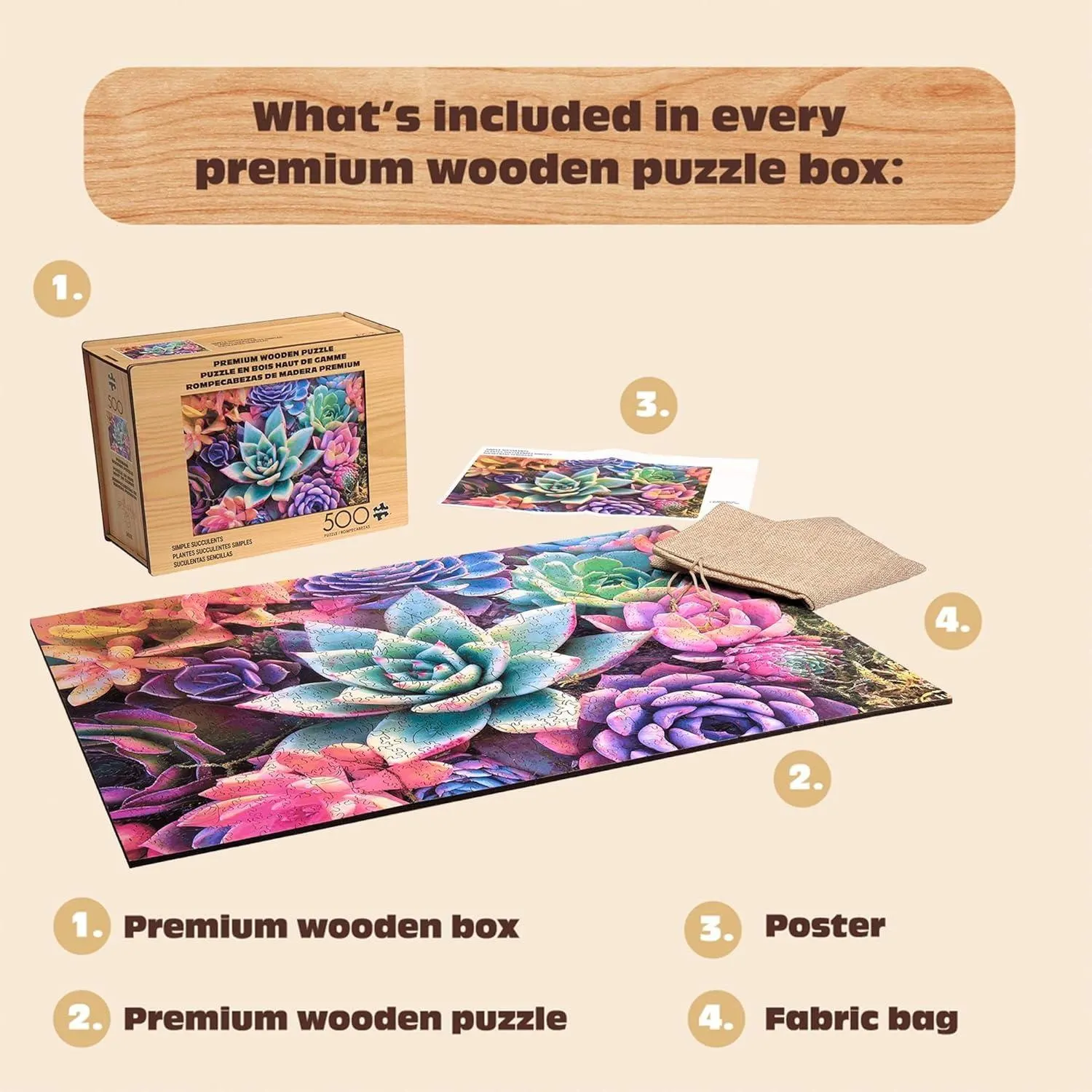 Wood Puzzle: Simple Succulent &ndash; Whimsy Pieces