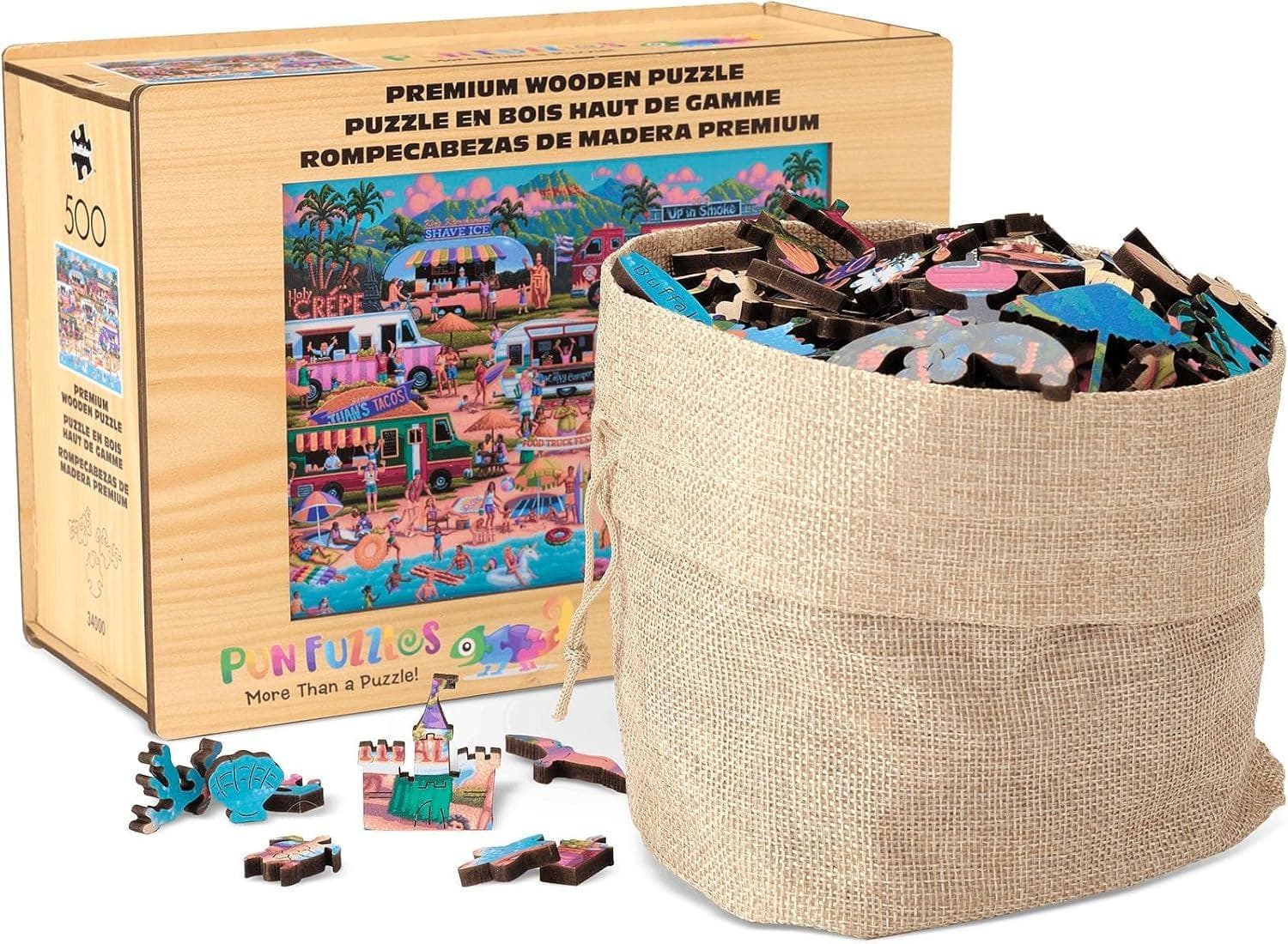 Wood Puzzle: Hawaiian Food Truck Festival - Whimsy Pieces Travel