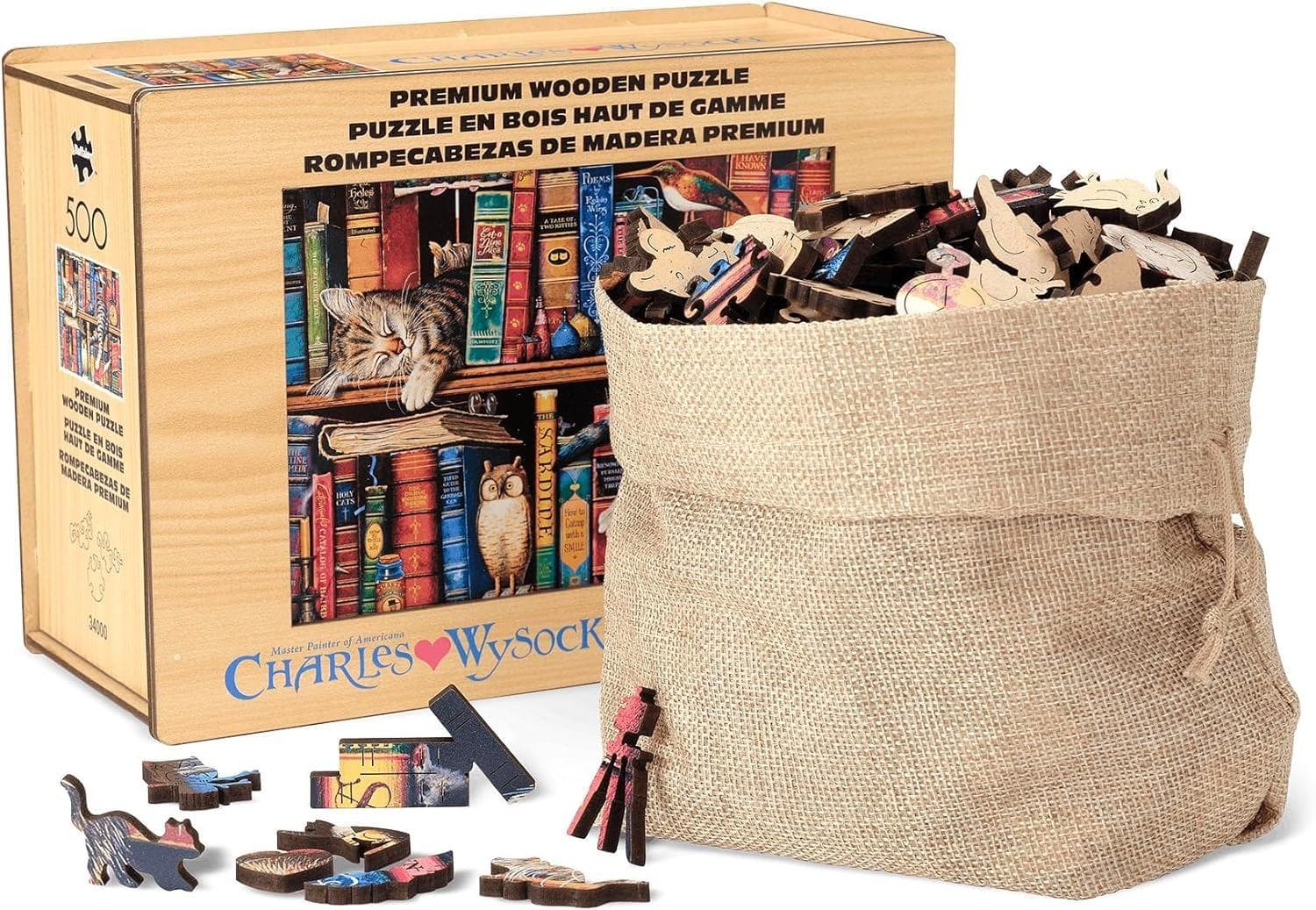 Wood Puzzle: Frederick the Literate&ndash; Whimsy Pieces Cats