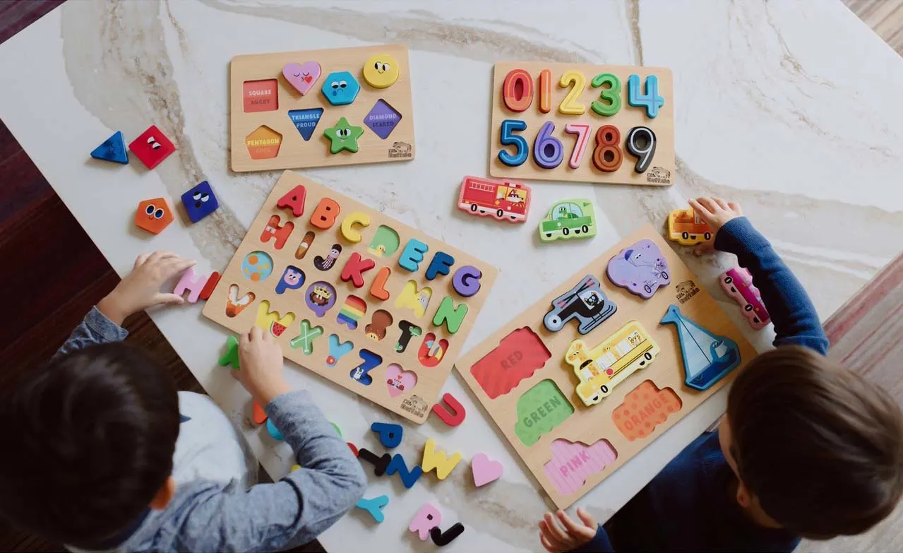 4 Pack Wood Tray Puzzles
