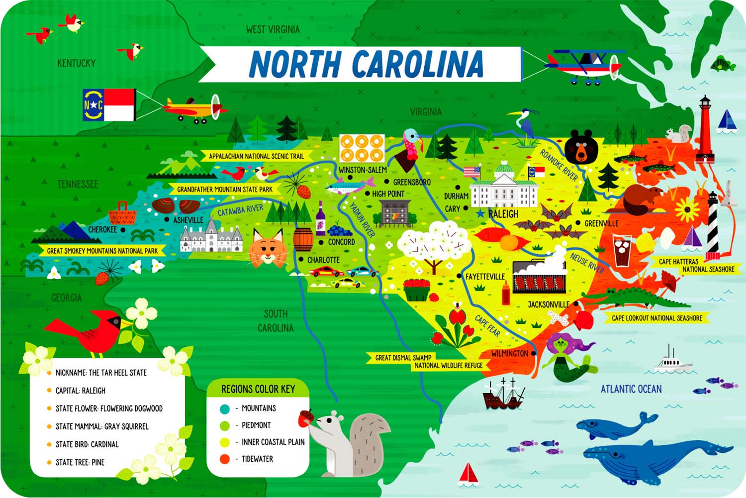State Puzzle: North Carolina Maps & Geography Floor Puzzle