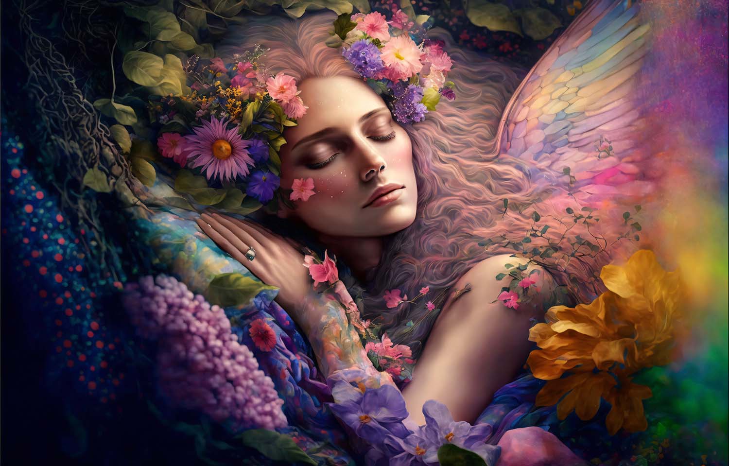 Bed of Flowers Fantasy Jigsaw Puzzle