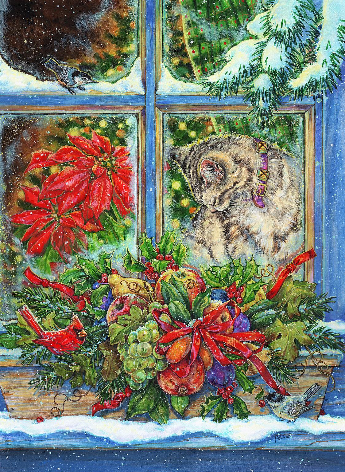 Christmas Window Cats Jigsaw Puzzle