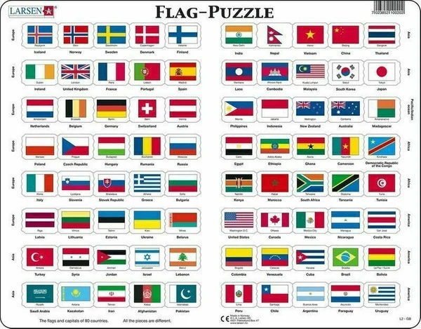 Flags of the World 80 Piece Children's Educational Jigsaw Puzzle