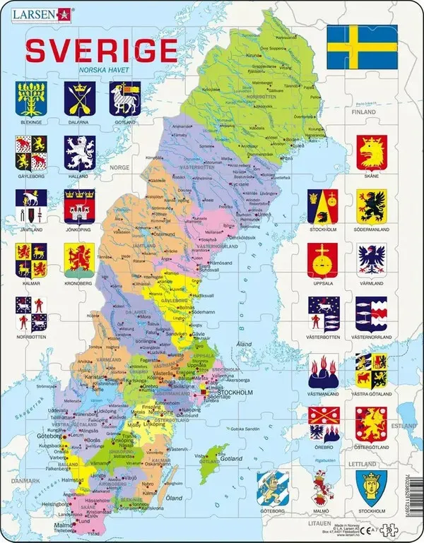 Sweden Political 70 Piece Children's Educational Jigsaw Puzzle