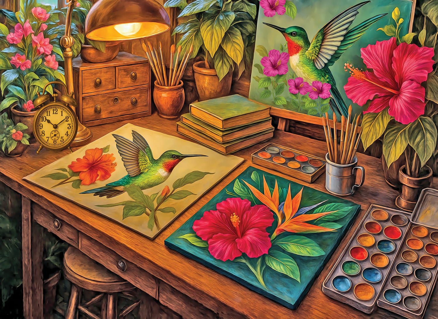 Hummingbirds and Hibiscus