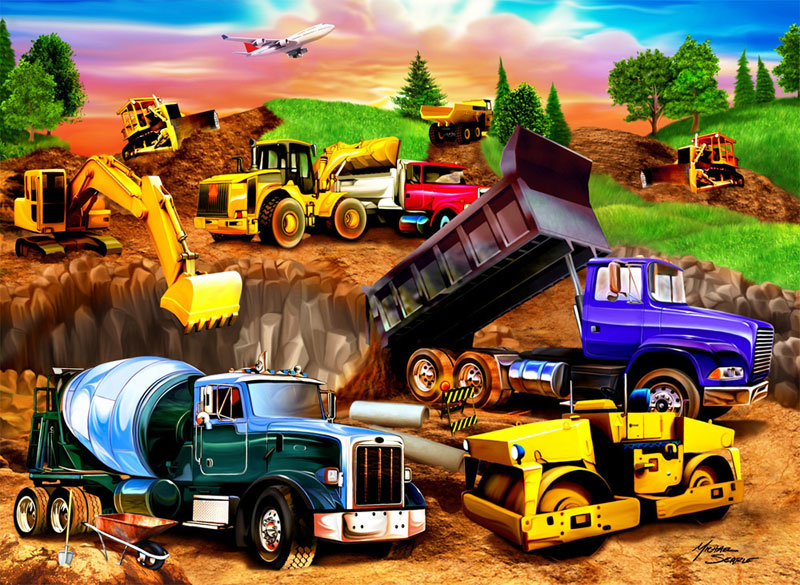 Construction Crowd Vehicles Jigsaw Puzzle