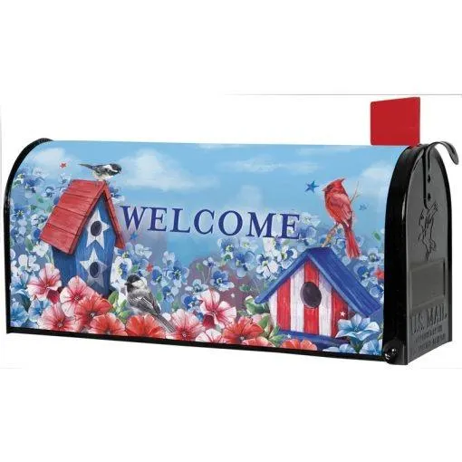 Patriotic Birdhouses Mailbox Cover
