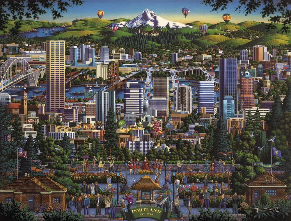 Portland City Of Roses Mountain Jigsaw Puzzle