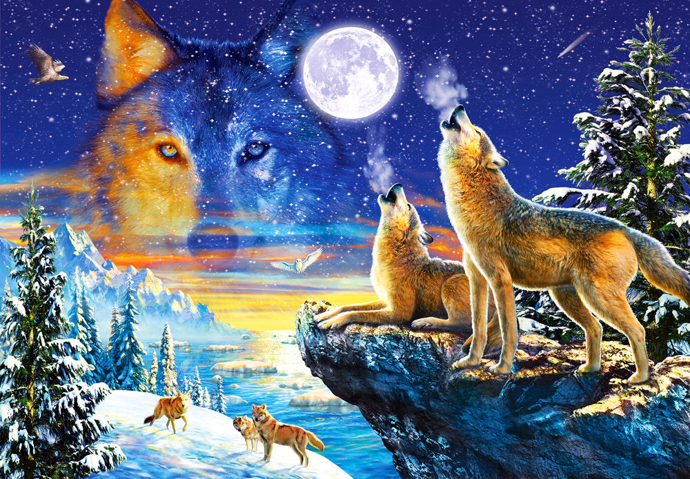 Howling Wolves Mountain Jigsaw Puzzle
