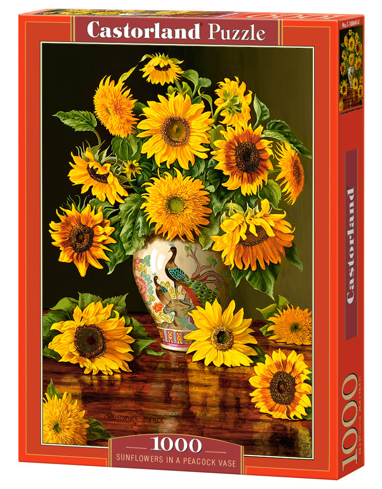 Sunflowers in a Peacock Vase