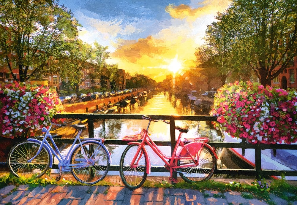 Picturesque Amsterdam with Bicycles - Scratch and Dent Sunrise & Sunset