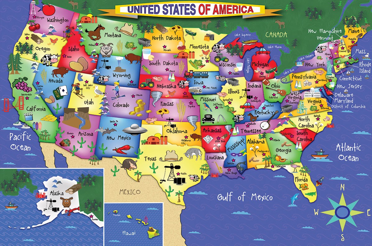 USA Map Floor Puzzle Educational Jigsaw Puzzle