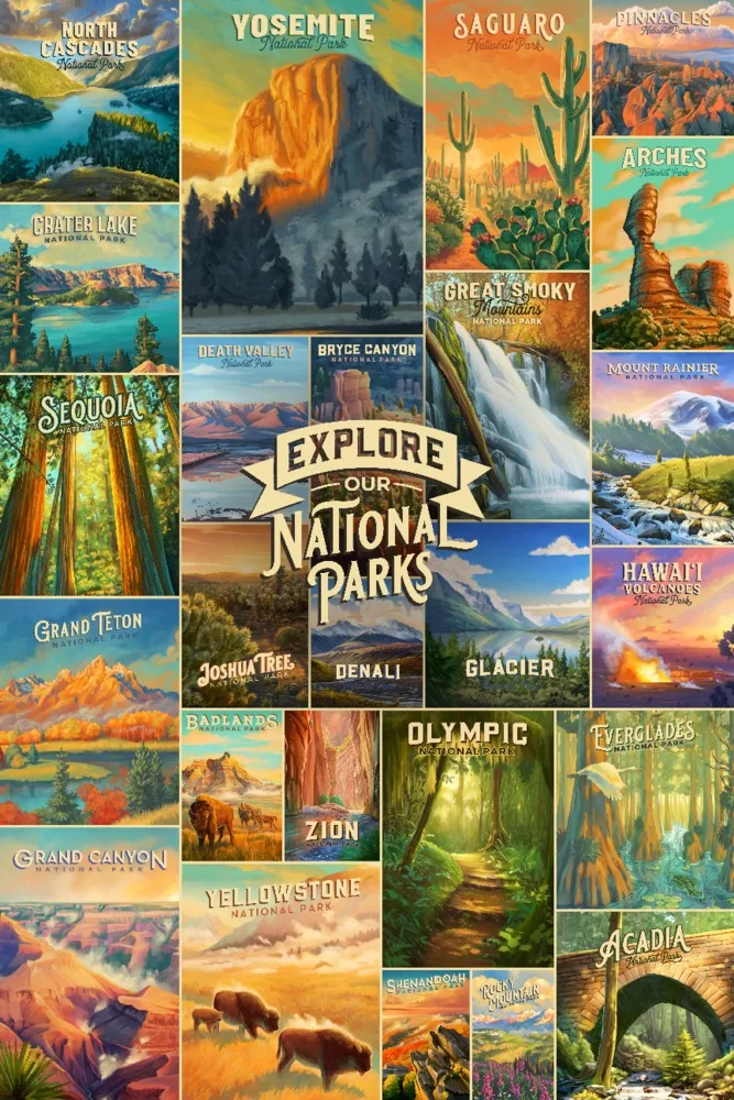 Oil Painting National Park Series, Collage, Explore Our National Parks Collage